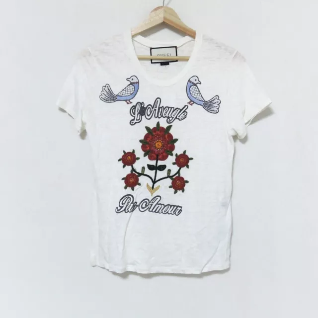 Auth GUCCI - White Red Multi Women's T-Shirt