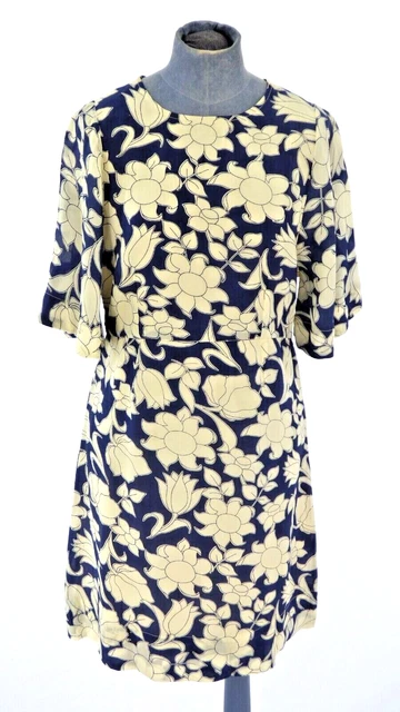 Abito Essentiel Anversa cambio floreale retrò anni 60 elegante mix navy FR 38 UK 10