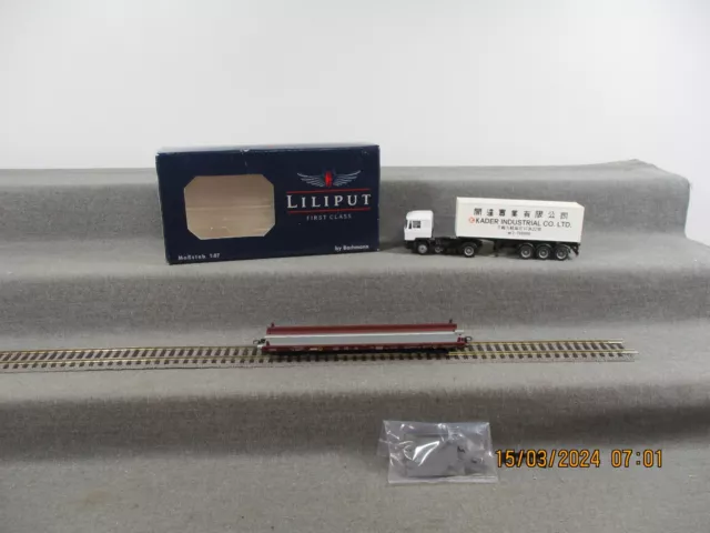 Liliput Spur H0 L220001 Niederflurwagen Saaks-z mit LKW der DB in OVP