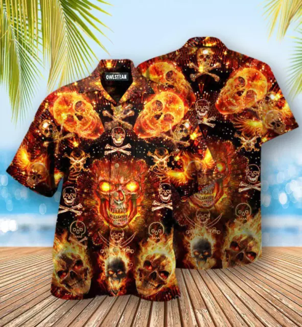 Skulls Flaming Edition - Hawaiian Shirt All Over Print Mother Day Gift Us Size