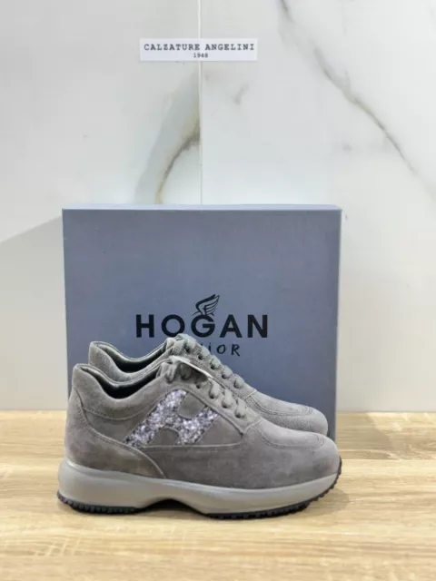 Hogan Junior Interactive Bambina Suede Catrame  Strass Casual Baby Hogan 30