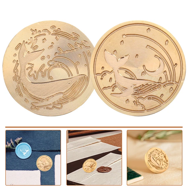 2pcs Romantic Whale Wachs Seal Stempel Kupfer Kopf Dichtungsstempelhüllgelager S