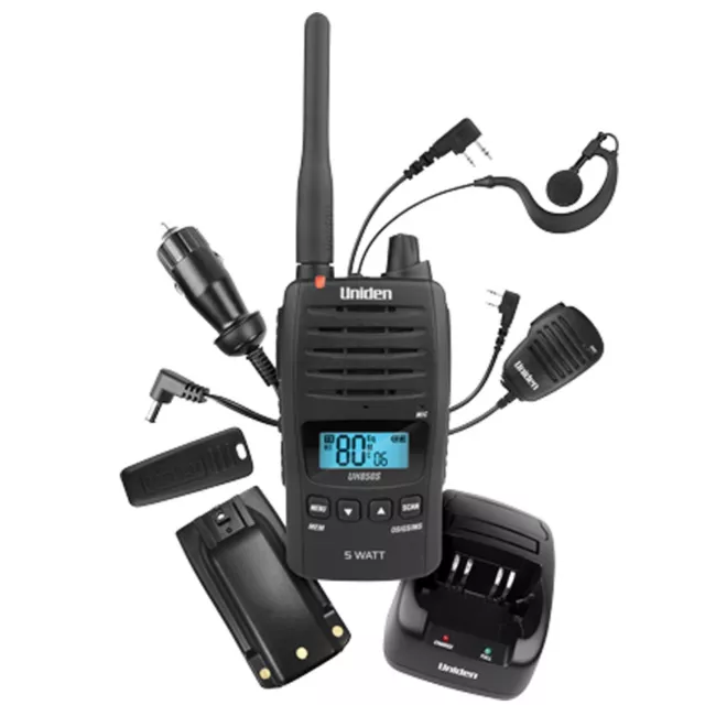 2 x UNIDEN UH850S 5W UHF 80 CH HANDHELD CB RADIO WATERPROOF HIKING BUSH HUNT