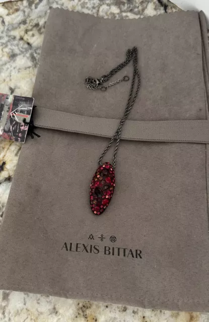 100% Authentic Alexis Bittar Red Lucite & Crystal Necklace