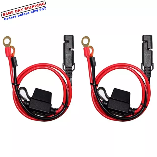 2PCS 2ft SAE Terminal Battery Power Cord Cable Tender Harness Wire Extension USA