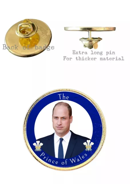 William The Prince Of Wales 26mm Metal (LP) Lapel Domed Pin Badge