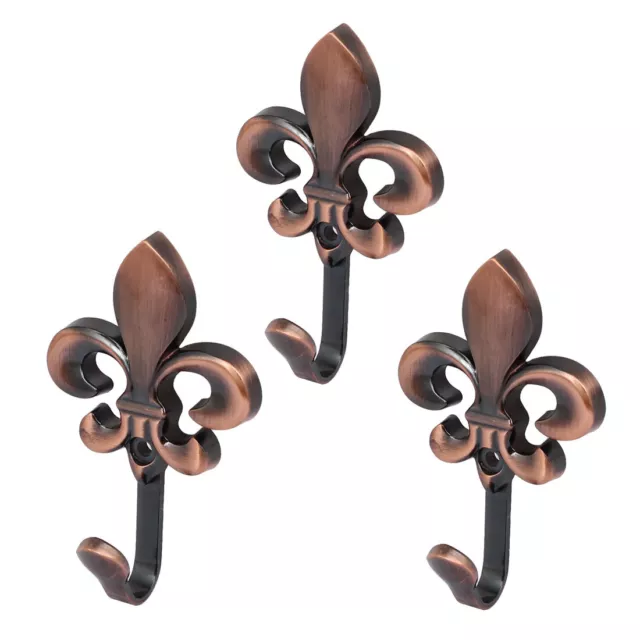 Coat Handbag Metal Flower Shape Single Hook Wall Hanger Copper Tone 3pcs