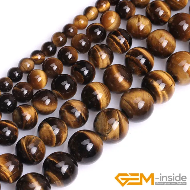 Natural Tiger's Eye Gemstone Round Beads For Jewelry Making 15" 4mm 6mm 8mm 10mm