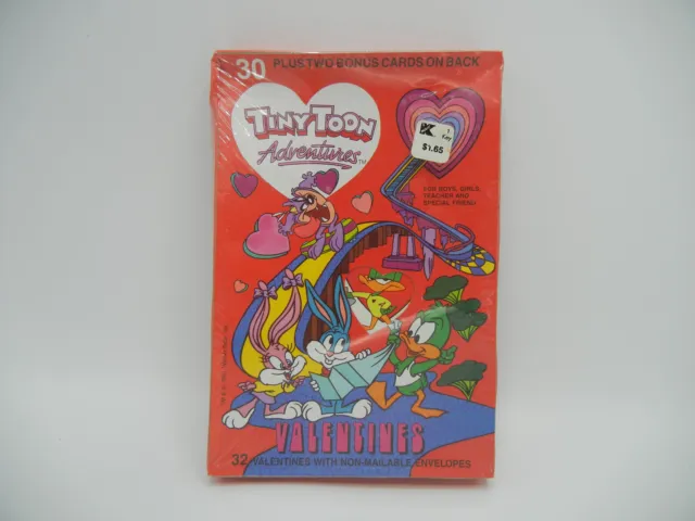 NEW Tiny Toon Adventures Valentines Cards 32 Box Taz Bugs Vintage 1991 Kmart tag