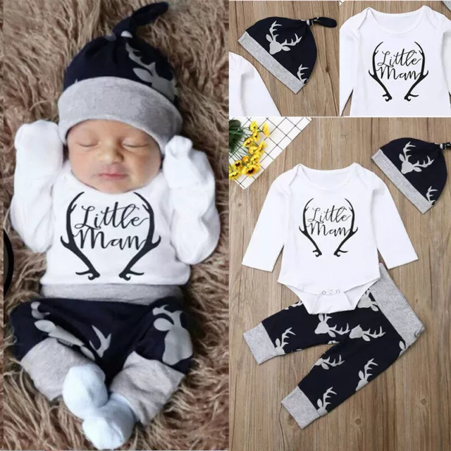 Vestiti per bambino Romper + Leggings di cervo Little Man UK Newborn Pants + Set di vestito per cappello