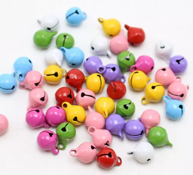 50 Mixed Color JINGLE BELLS ~Christmas~Beads Charms 8mm Decoration DIY Craft