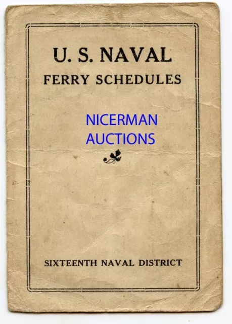 U.S. NAVY PREWAR FERRY SCHEDULE 16th NAVAL DISTRICT - PHILIPPINES