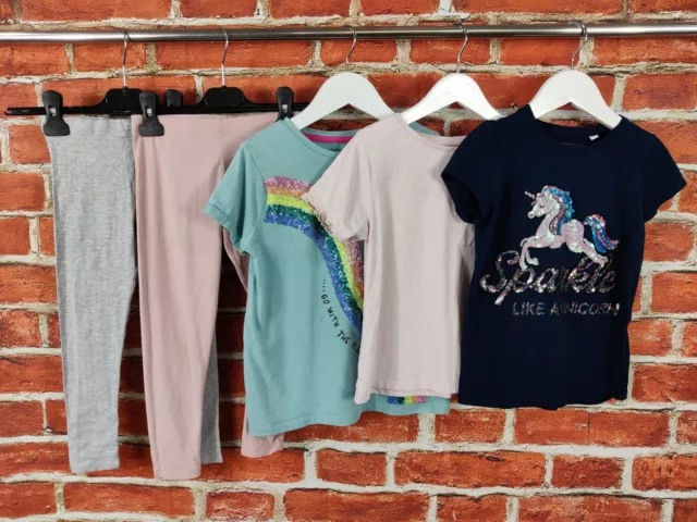 GIRLS BUNDLE AGE 6-7 YEARS BLUEZOO NEXT etc LEGGINGS TOP T-SHIRT SEQUIN 122CM