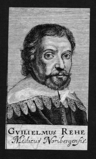1680 - Guilielmus Ciervo Médico Doctor Profesor Nurenberg Grabado Portrait
