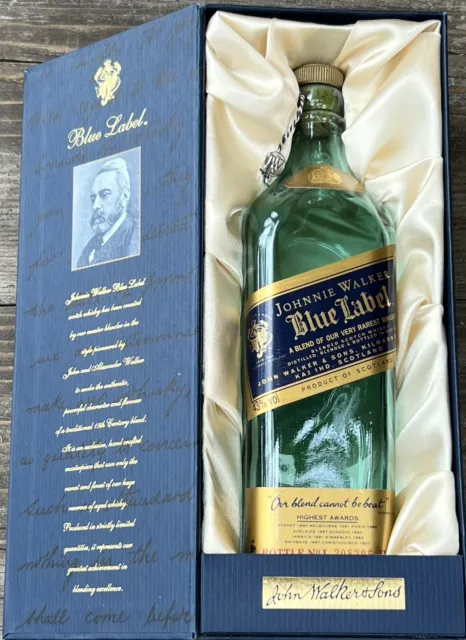 Johnnie Walker Blue Label Scotch Whiskey EMPTY Bottle With Box *Rare