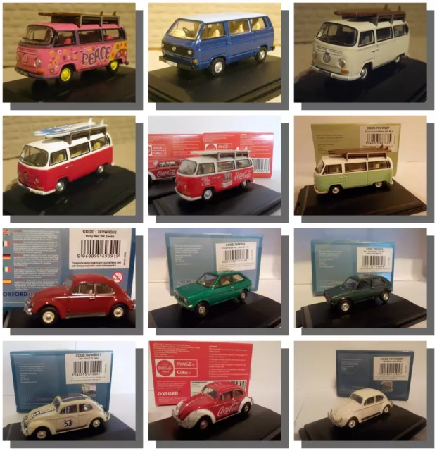 VW, Cars, &, Vans, Oxford Diecast, 1/76, (One Postage, Buy all you want)