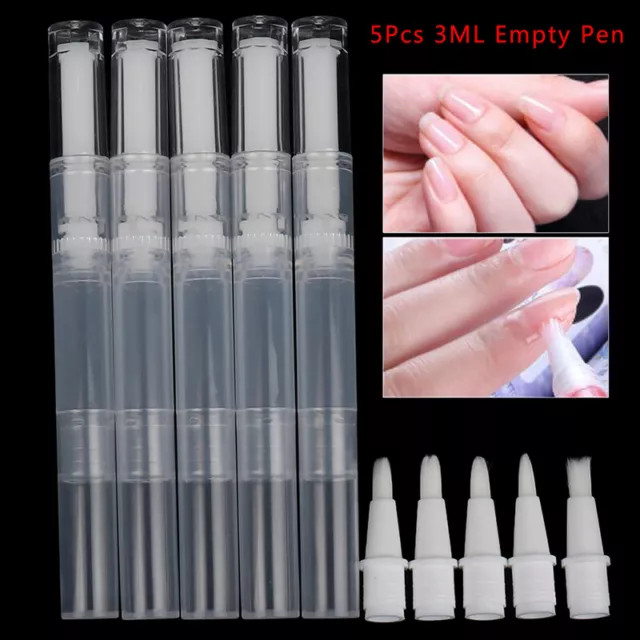 5Pcs 3ML Nail Nutrition Oil Empty Pen Botttle With Brush Applicator Nail To.$v