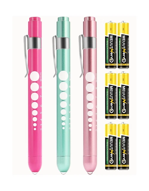 MEUUT 3 Pack Pen Lights for Nurses with 6 Batteries – Medical Penlights Nurse...
