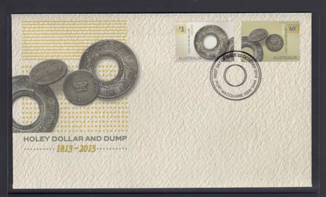 AUSTRALIA 2013 HOLEY Dollar &  DUMP BICentenary Design set of 2 on FDC - Coins.