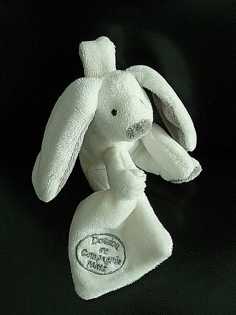 O5. Doudou Et Compagnie Peluche Lapin Gris Blanc At. Tetine Mouchoir Et. Neuf*