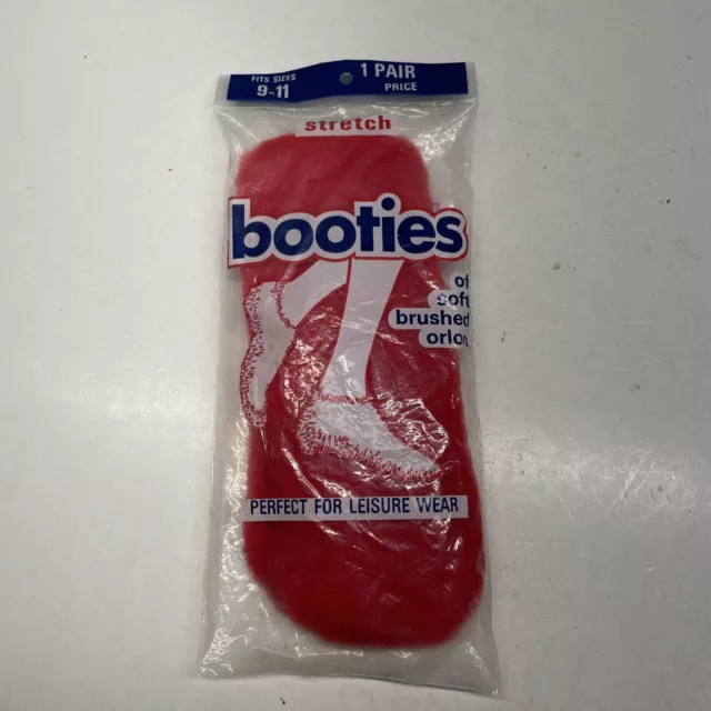 NEW! Red Bootie Socks Brushed Orlon Sz 9-11 Acrylic Nylon NOS USA Vtg 60s 70s