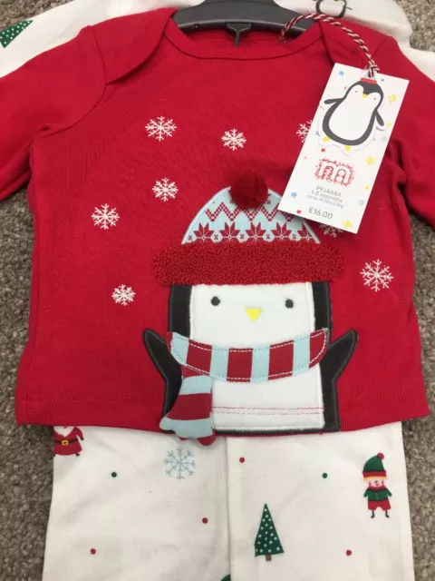Pyjamas de Noël soins maternels bébé garçons filles pingouin Père Noël PJ 1-3 m 2 pack 3