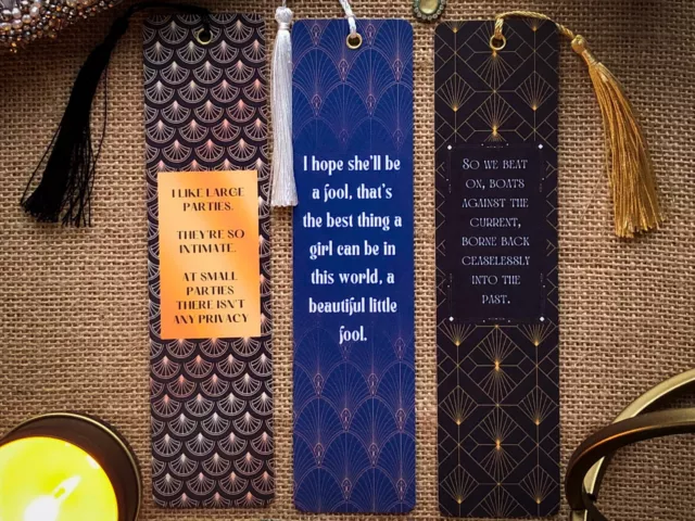 The Great Gatsby Inspired Bookmarks, Art Deco, Handmade Bookmark, Book Lover