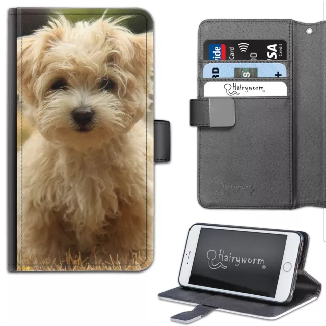 Hairyworm Jaune Poilu Chien Deluxe PU Cuir Portefeuille Téléphone Étui ; Clapet