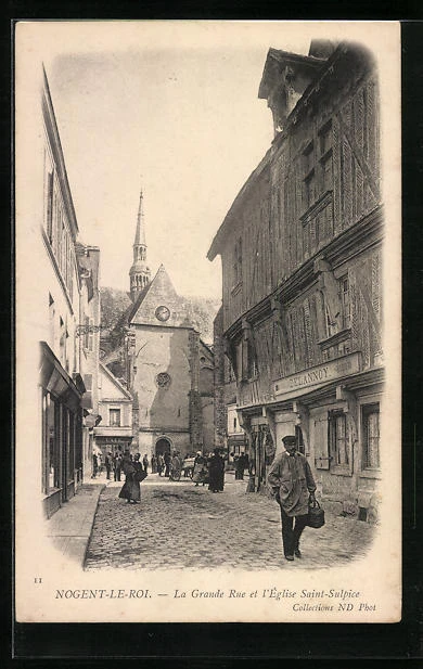 CPA Nogent-le-Roi, La Grande-Rue et l´Eglise Saint-Sulpice