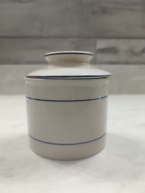 Vintage Butter Bell Ceramic Stoneware Keeper Crock White Blue Mini 2.5" Dish