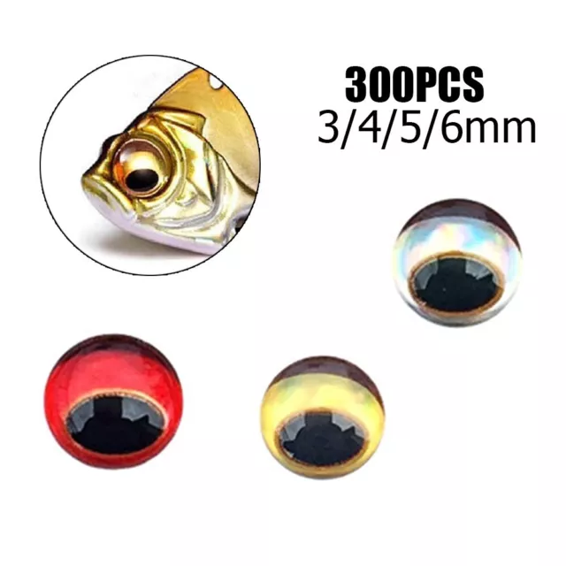 300pcs 3/4/5/6mm Snake Pupil Red 3D Holographic Fishing Lure Eyes Fly Tying&DIY