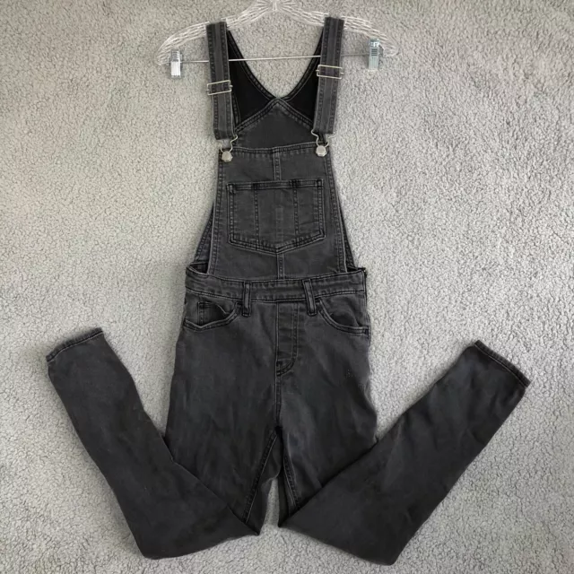 Levis Overalls Womens 25 Black Denim Skinny Ankle Bib Charcoal Workwear Adult