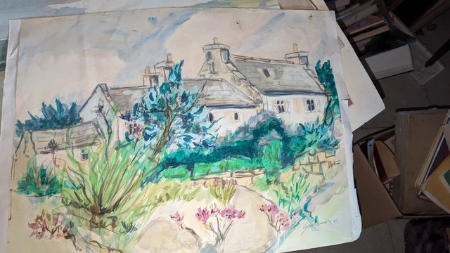 Gravure Originale Maison Fleurie – Bretagne Normandie – Signée Par Artiste