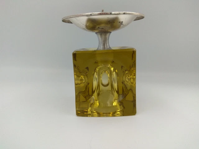 Peill & Putzler Candlestick Ice Cube Glass Candle Holder Mid Century Modern Peill & Putzler Candlestick Ice Cube Glass Candle Holder Mid Century Modern