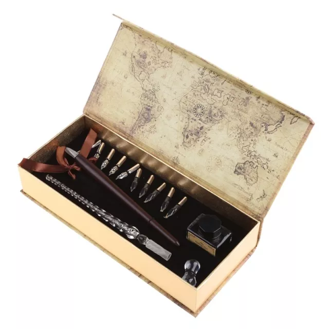 Exquisite Dip Pen Kit 10 Pen Nibs Black Ink Bottle Beginner Calligraphy Set