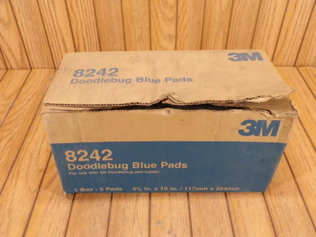 3M 8242 DOODLEBUG BLUE SCRUB PAD 4-5/8" x 10" BOX OF 5 NOS