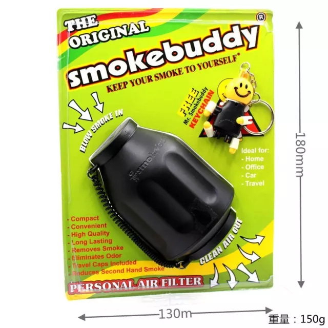 Smoke Buddy The Original PERSONAL AIR FILTER "Black" w/ FREE Keychain