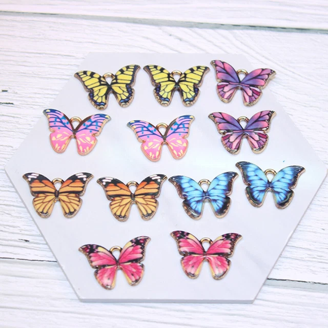 36 Pcs Schmetterlings-Öl-Tropfen-Anhänger Anhänger Perle Zubehör Metall