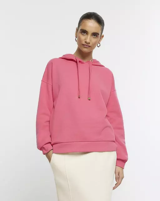 River Island Womens Pink Cotton Long sleeved Hoodie Size XS