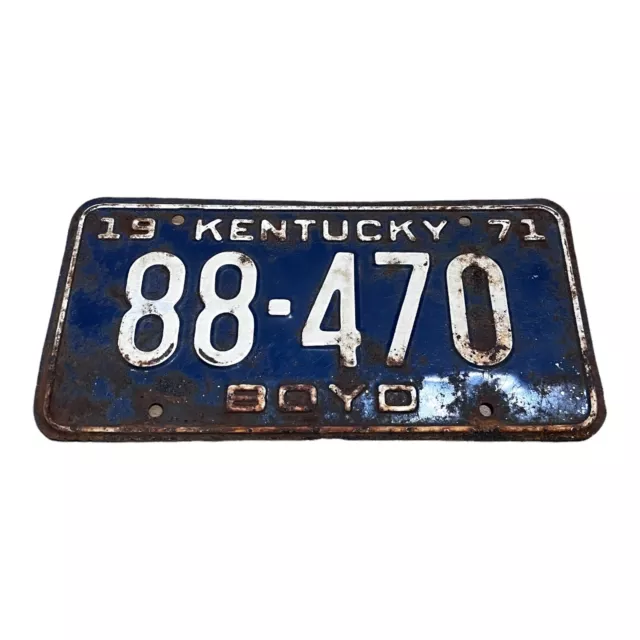 Vtg 1971 Kentucky Boyd County Rustic Collectible License Plate Original 88 470