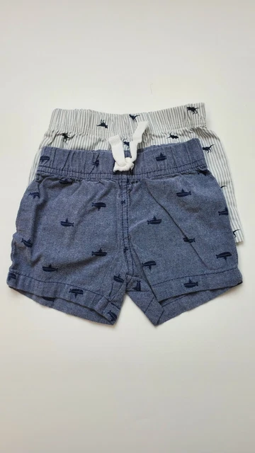 Carter's infant baby boy pull on cotton shorts size 3 months lot of 2