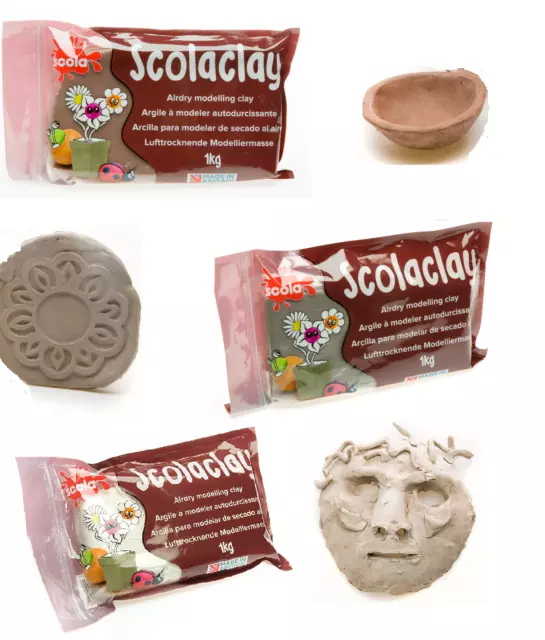 1kg 3kg 6kg MODELLING CLAY SCOLA AIR DRYING WHITE STONE TERRACOTTA POTTERY CRAFT