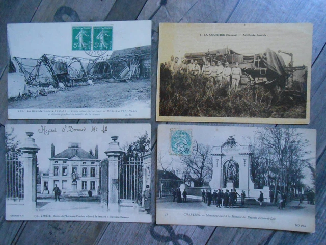 Militaria     :   Lot De 4 Belles Cartes Postales Anciennes.