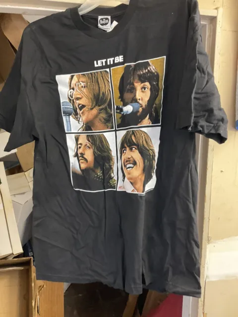 Vintage The Beatles Let It Be 2004 Apple Black Band Rock T-Shirt Men’s Size XL