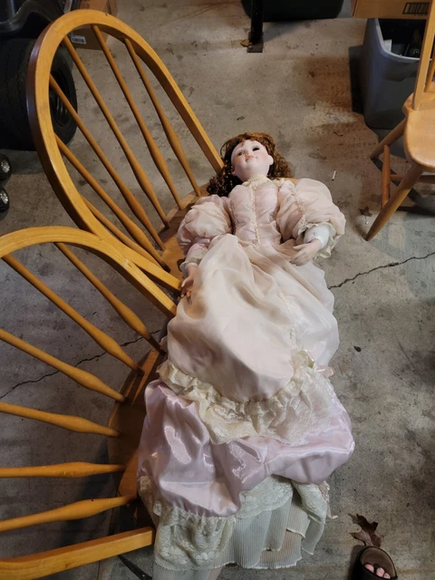 Very Large 42” Porcelain doll Vintage Needs Repairs.