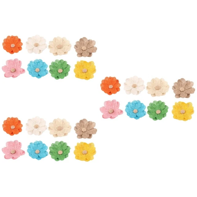 24 piezas Flores de lona rústicas hechas a mano para artesanía hágalo usted mismo, que