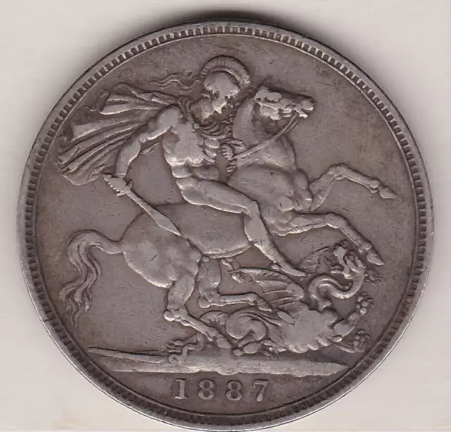 1887 Victoria Jubilee Head Silver Crown Coin In Very Fine Condition.