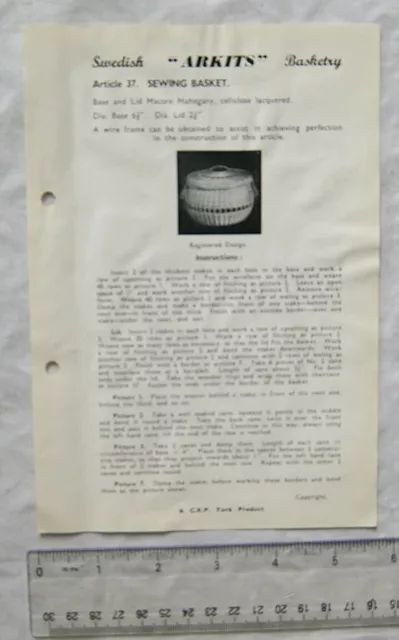 Vintage Broschüre: Schwedischer Arkits Korb - Nähkorb, 37