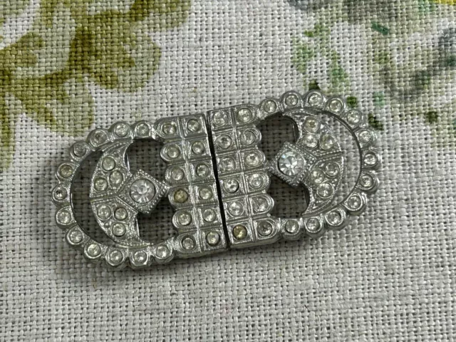 VINTAGE 1930s Art Deco diamanté rhinestone paste set belt buckle