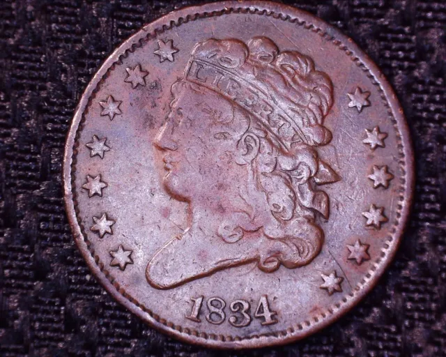 Very Nice 1834 Classic Head Half Cent  Low Mintage Of 141,000  #HC033